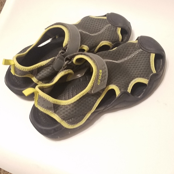 Other - Crocs Gray and Yellow Sandals 9M